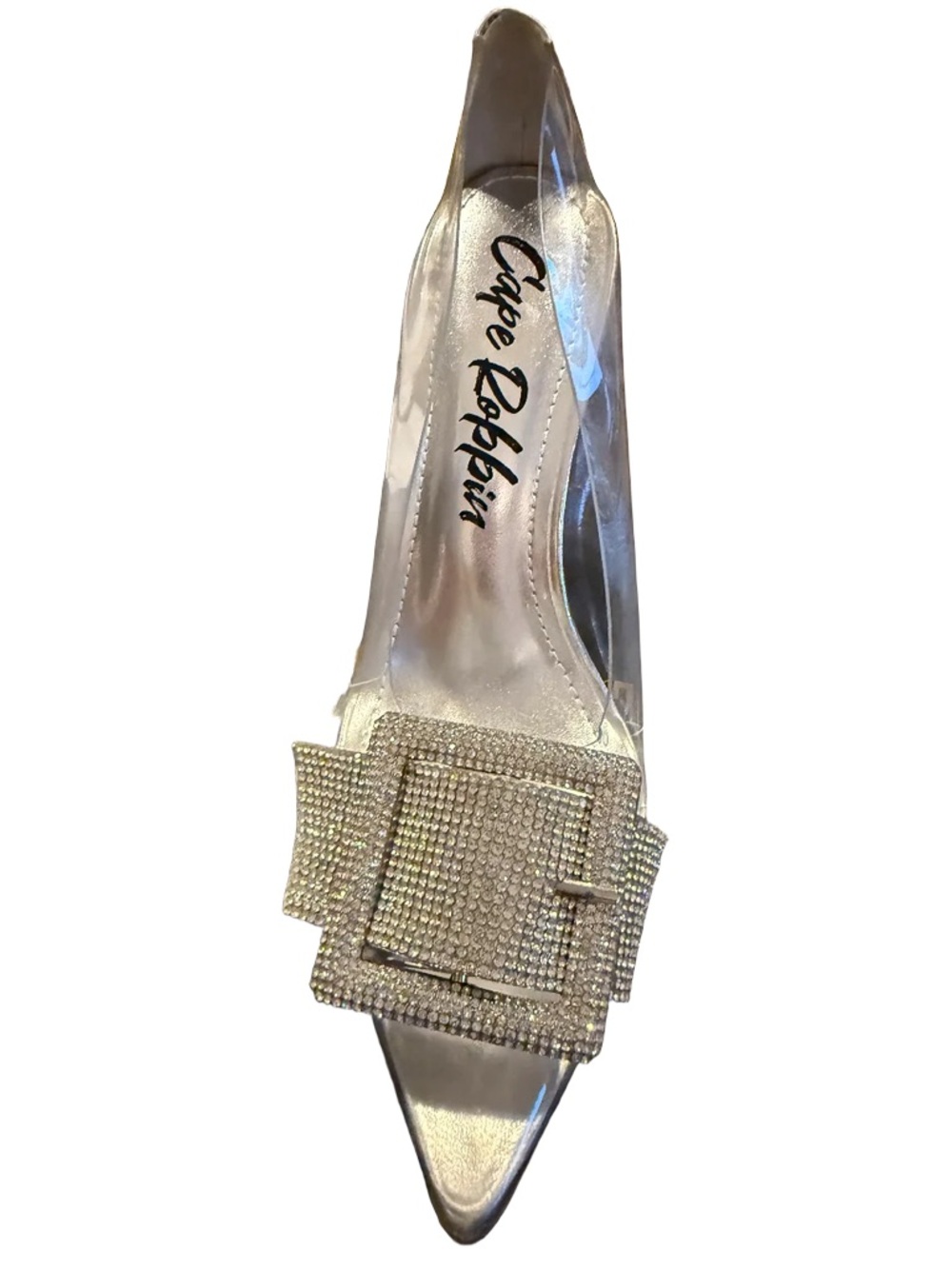 Clear Pointed Toe Stiletto Pumps with Rhinestone Buckle women’s size 8 - Picture 3 of 3